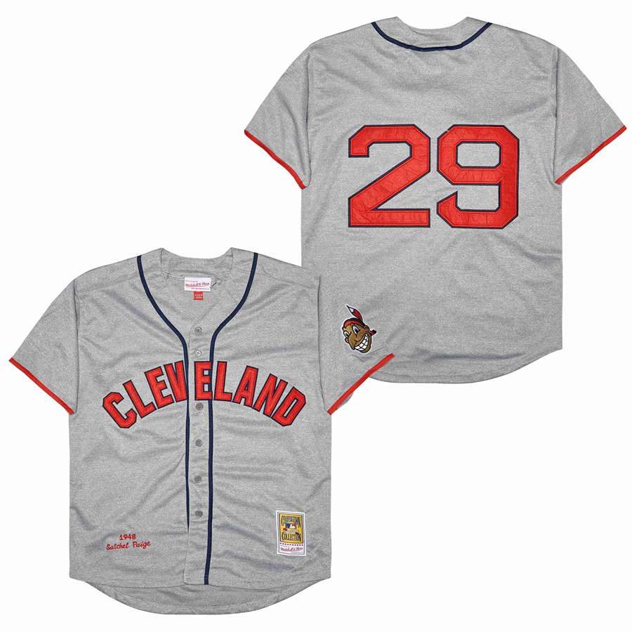 Men Cleveland Indians 29 Paige grey 1948 MLB Jerseys